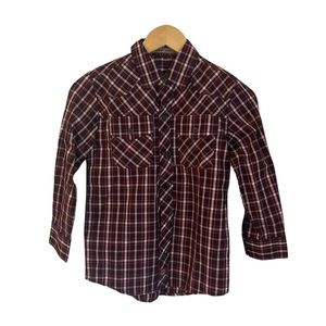 Faded Gear Boys Sz 8 Button Up Long Sleeve Shirt Roll Tab Sleeves